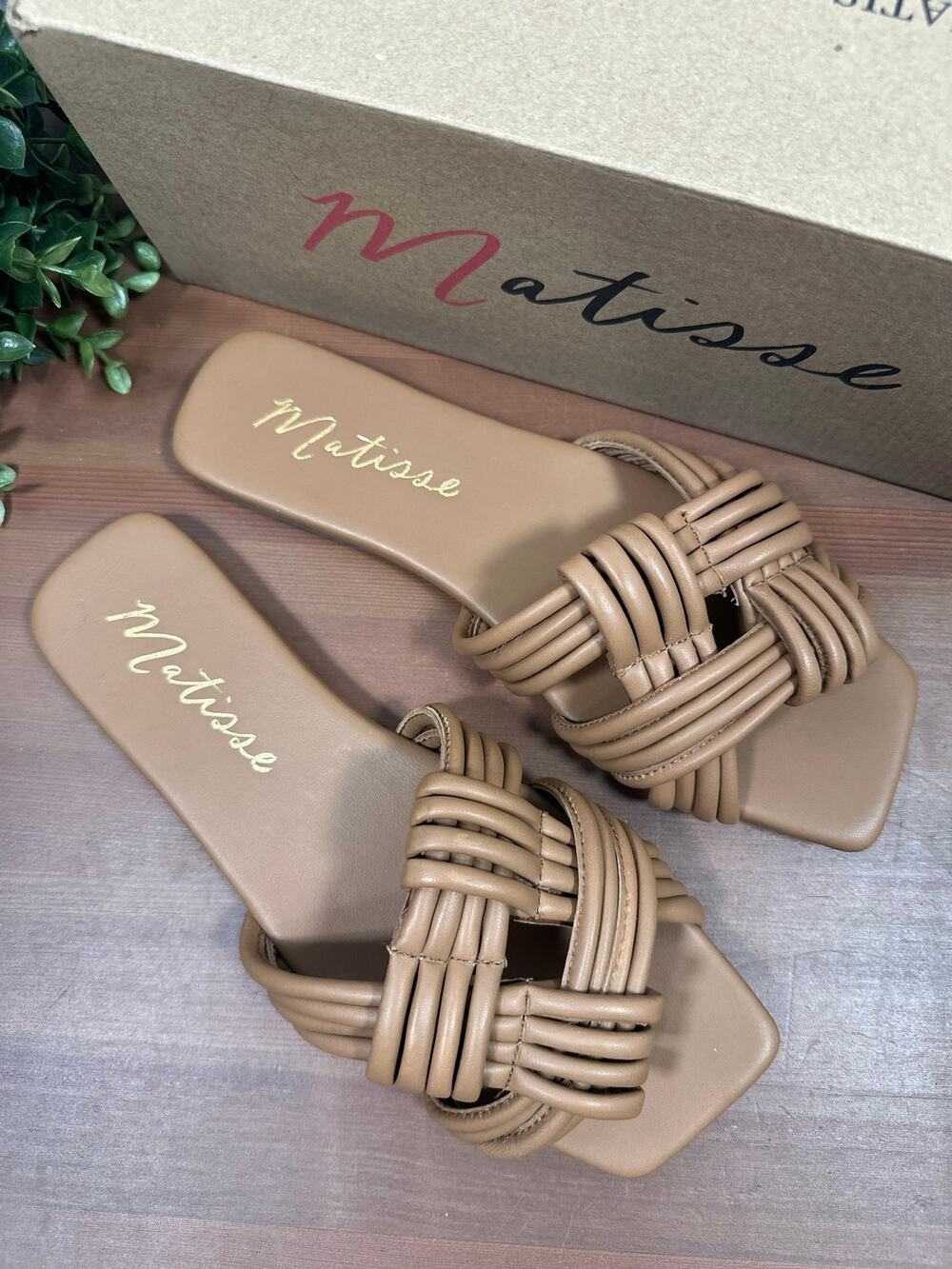 Matisse Women's Samson Leather Knotted Slide Sandals Tan Size 8